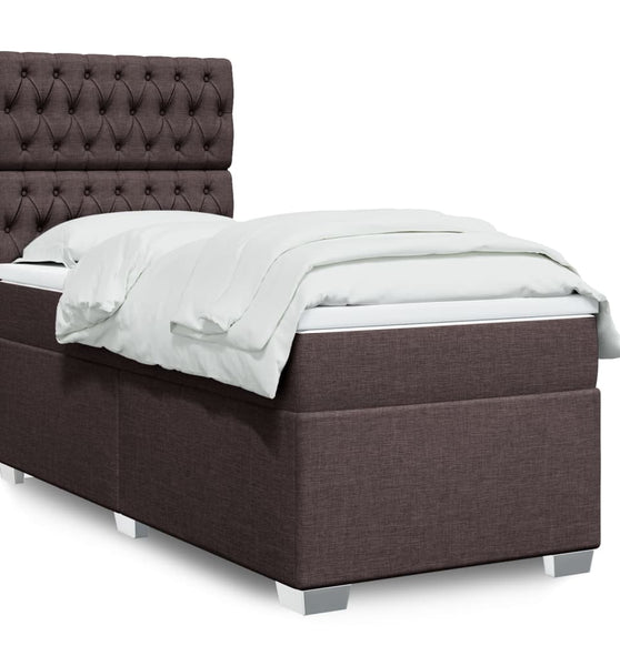 Boxspringbett mit Matratze Dunkelbraun 90x190 cm Stoff