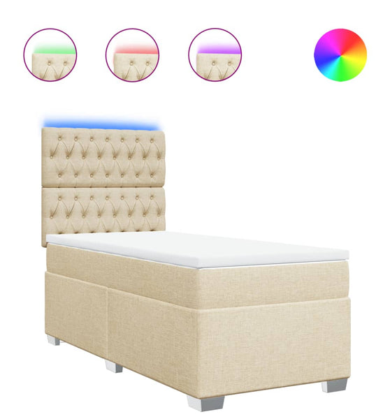 Boxspringbett mit Matratze Creme 90x190 cm Stoff
