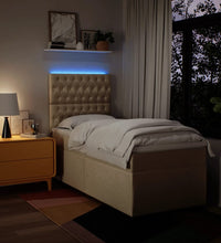Boxspringbett mit Matratze Creme 90x190 cm Stoff