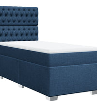 Boxspringbett mit Matratze Blau 90x190 cm Stoff