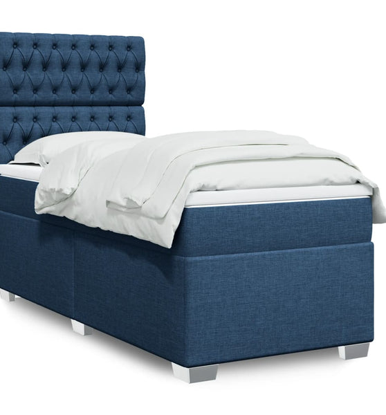 Boxspringbett mit Matratze Blau 90x190 cm Stoff
