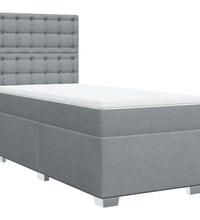 Boxspringbett mit Matratze Hellgrau 90x190 cm Stoff