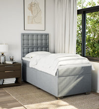 Boxspringbett mit Matratze Hellgrau 90x190 cm Stoff