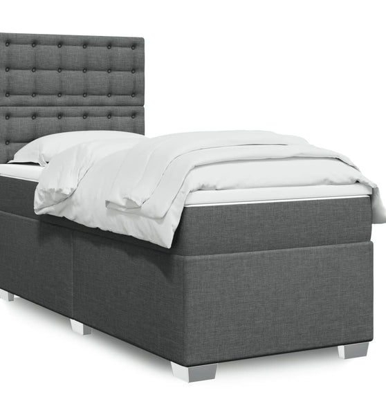 Boxspringbett mit Matratze Dunkelgrau 90x190 cm Stoff