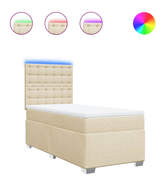 Boxspringbett mit Matratze Creme 90x190 cm Stoff