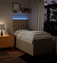 Boxspringbett mit Matratze Creme 90x190 cm Stoff