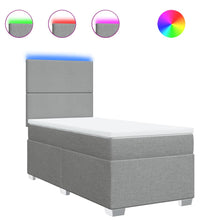 Boxspringbett mit Matratze Hellgrau 90x200 cm Stoff