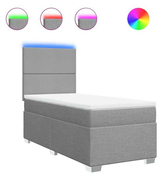 Boxspringbett mit Matratze Hellgrau 90x200 cm Stoff