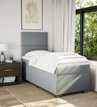 Boxspringbett mit Matratze Hellgrau 90x200 cm Stoff
