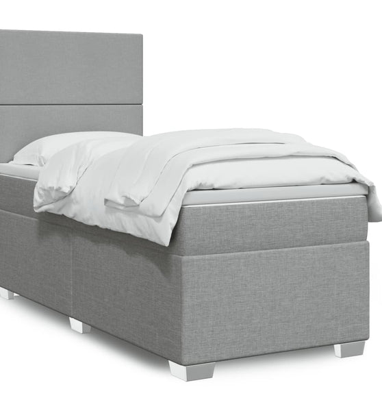 Boxspringbett mit Matratze Hellgrau 90x200 cm Stoff