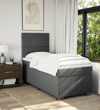 Boxspringbett mit Matratze Dunkelgrau 90x200 cm Stoff