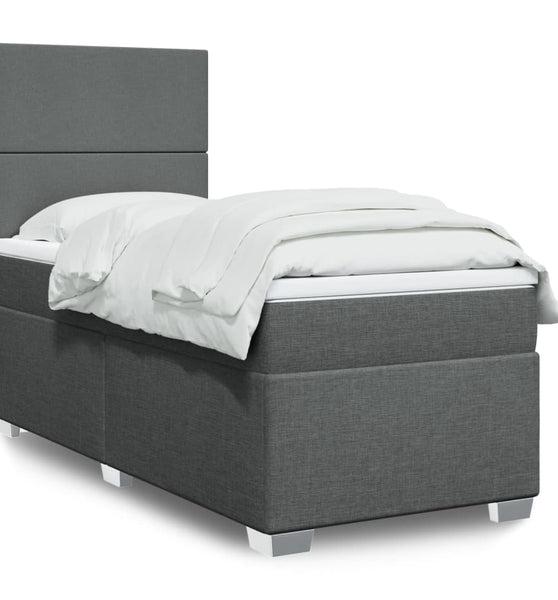 Boxspringbett mit Matratze Dunkelgrau 90x200 cm Stoff