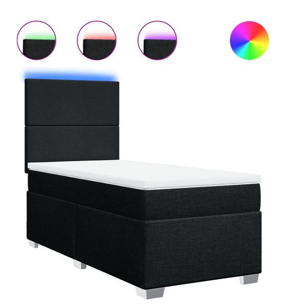 Boxspringbett mit Matratze Schwarz 90x200 cm Stoff