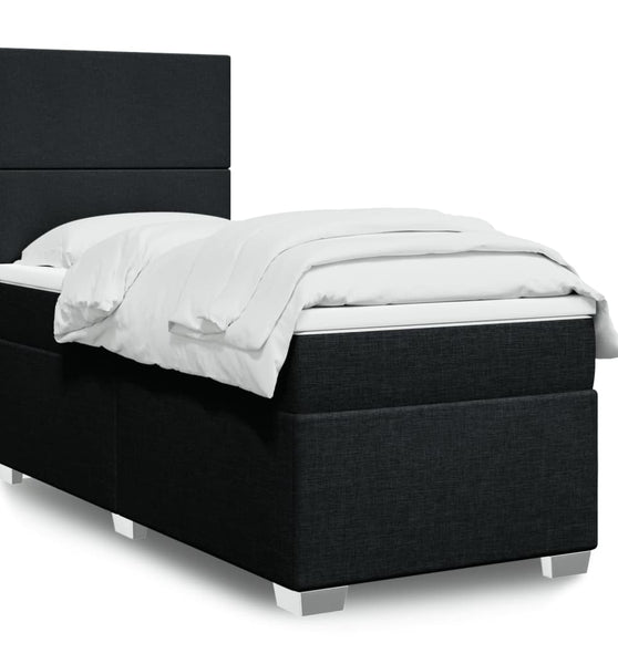 Boxspringbett mit Matratze Schwarz 90x200 cm Stoff