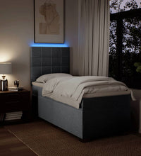 Boxspringbett mit Matratze Hellgrau 90x200 cm Stoff