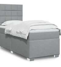 Boxspringbett mit Matratze Hellgrau 90x200 cm Stoff