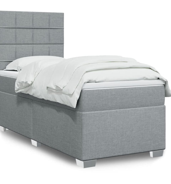 Boxspringbett mit Matratze Hellgrau 90x200 cm Stoff