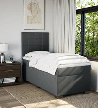 Boxspringbett mit Matratze Dunkelgrau 90x200 cm Stoff