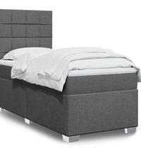 Boxspringbett mit Matratze Dunkelgrau 90x200 cm Stoff