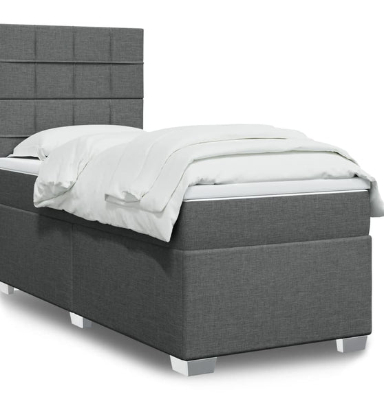 Boxspringbett mit Matratze Dunkelgrau 90x200 cm Stoff