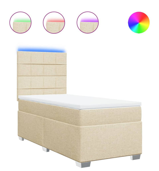 Boxspringbett mit Matratze Creme 90x200 cm Stoff
