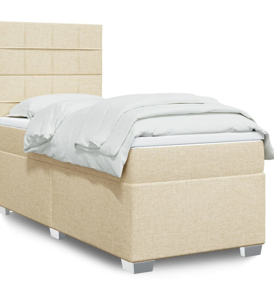 Boxspringbett mit Matratze Creme 90x200 cm Stoff