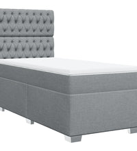 Boxspringbett mit Matratze Hellgrau 90x200 cm Stoff