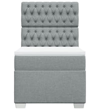 Boxspringbett mit Matratze Hellgrau 90x200 cm Stoff