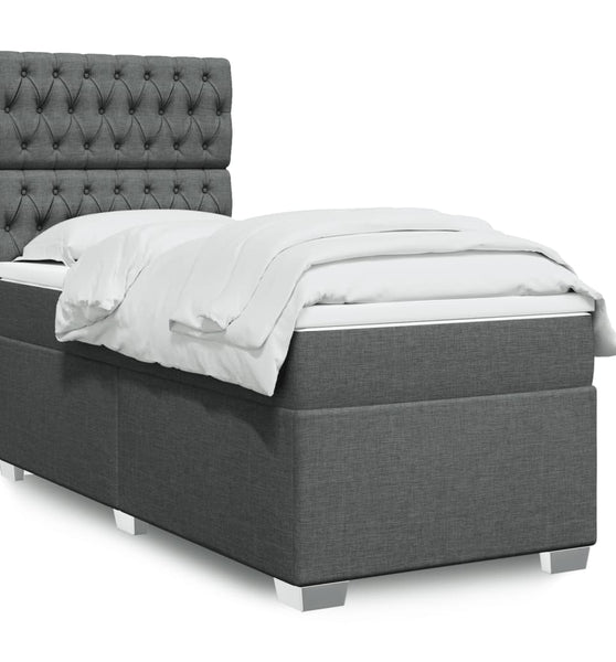 Boxspringbett mit Matratze Dunkelgrau 90x200 cm Stoff