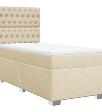 Boxspringbett mit Matratze Creme 90x200 cm Stoff