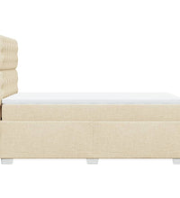Boxspringbett mit Matratze Creme 90x200 cm Stoff