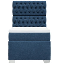 Boxspringbett mit Matratze Blau 90x200 cm Stoff