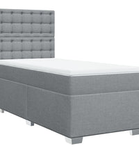 Boxspringbett mit Matratze Hellgrau 90x200 cm Stoff