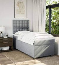 Boxspringbett mit Matratze Hellgrau 90x200 cm Stoff