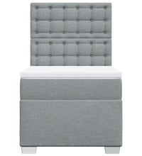 Boxspringbett mit Matratze Hellgrau 90x200 cm Stoff