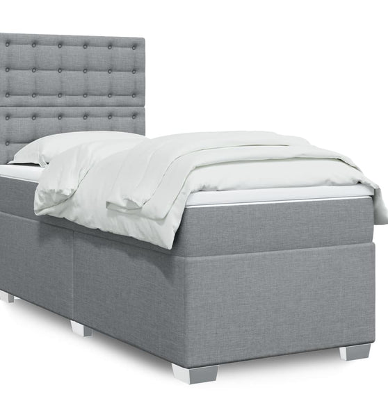 Boxspringbett mit Matratze Hellgrau 90x200 cm Stoff