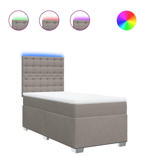 Boxspringbett mit Matratze Taupe 90x200 cm Stoff