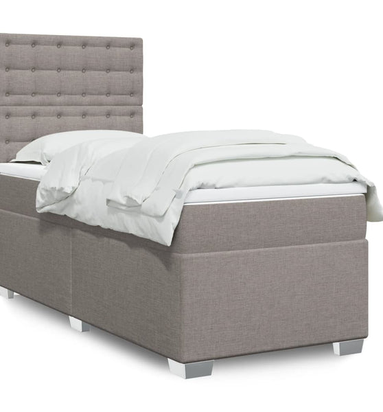 Boxspringbett mit Matratze Taupe 90x200 cm Stoff