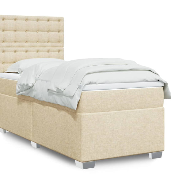 Boxspringbett mit Matratze Creme 90x200 cm Stoff