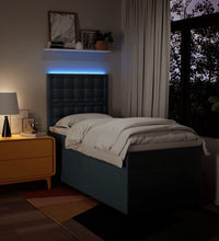 Boxspringbett mit Matratze Blau 90x200 cm Stoff