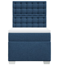 Boxspringbett mit Matratze Blau 90x200 cm Stoff