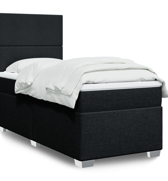 Boxspringbett mit Matratze Schwarz 100x200 cm Stoff