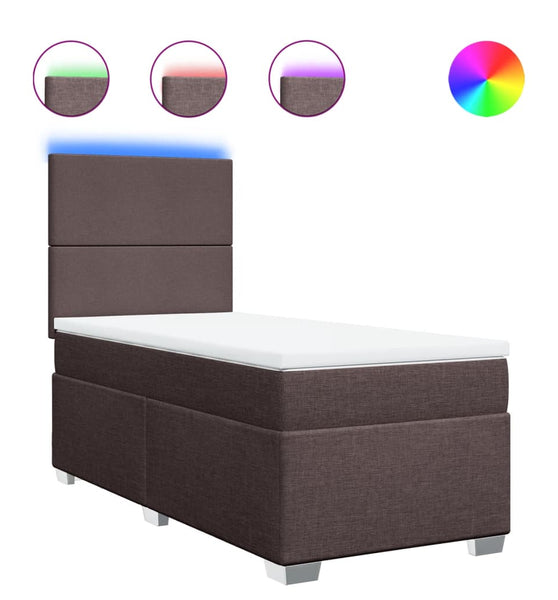 Boxspringbett mit Matratze Dunkelbraun 100x200 cm Stoff
