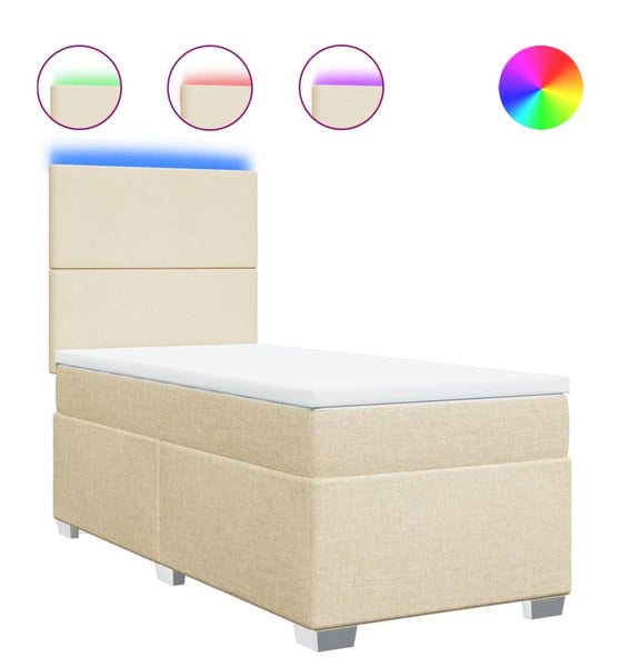 Boxspringbett mit Matratze Creme 100x200 cm Stoff