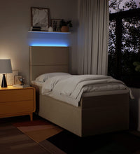 Boxspringbett mit Matratze Creme 100x200 cm Stoff