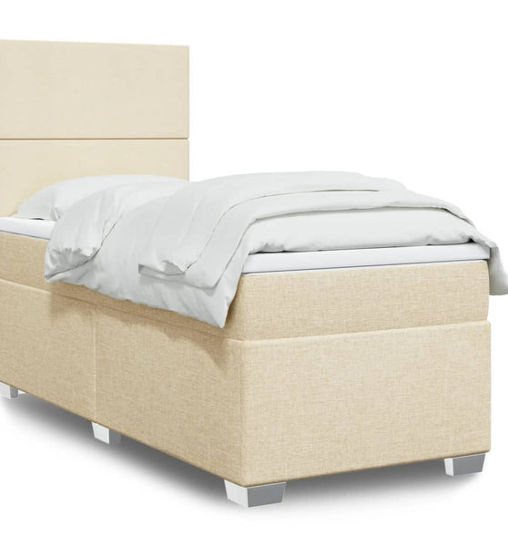 Boxspringbett mit Matratze Creme 100x200 cm Stoff