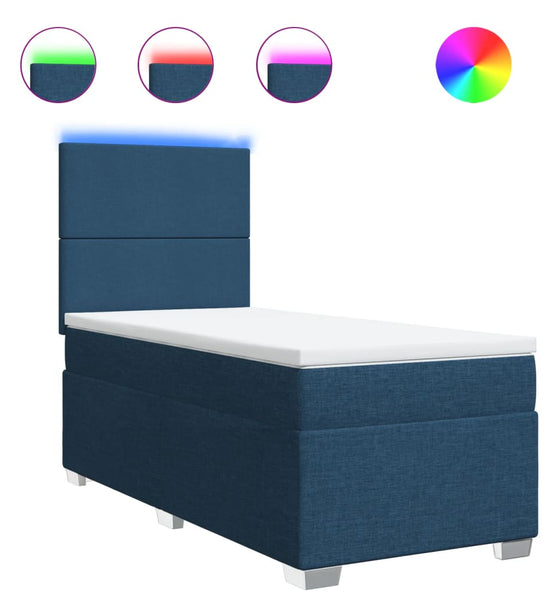 Boxspringbett mit Matratze Blau 100x200 cm Stoff