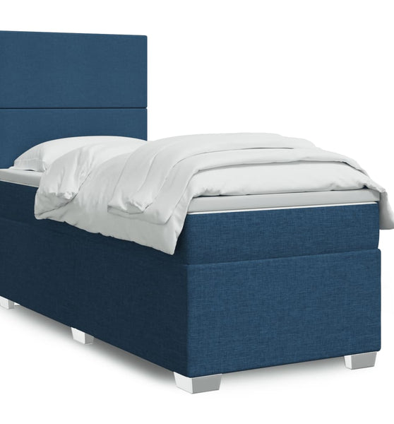 Boxspringbett mit Matratze Blau 100x200 cm Stoff
