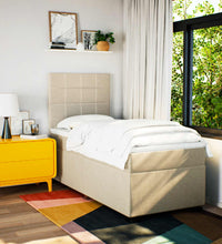 Boxspringbett mit Matratze Creme 100x200 cm Stoff