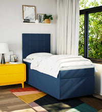 Boxspringbett mit Matratze Blau 100x200 cm Stoff